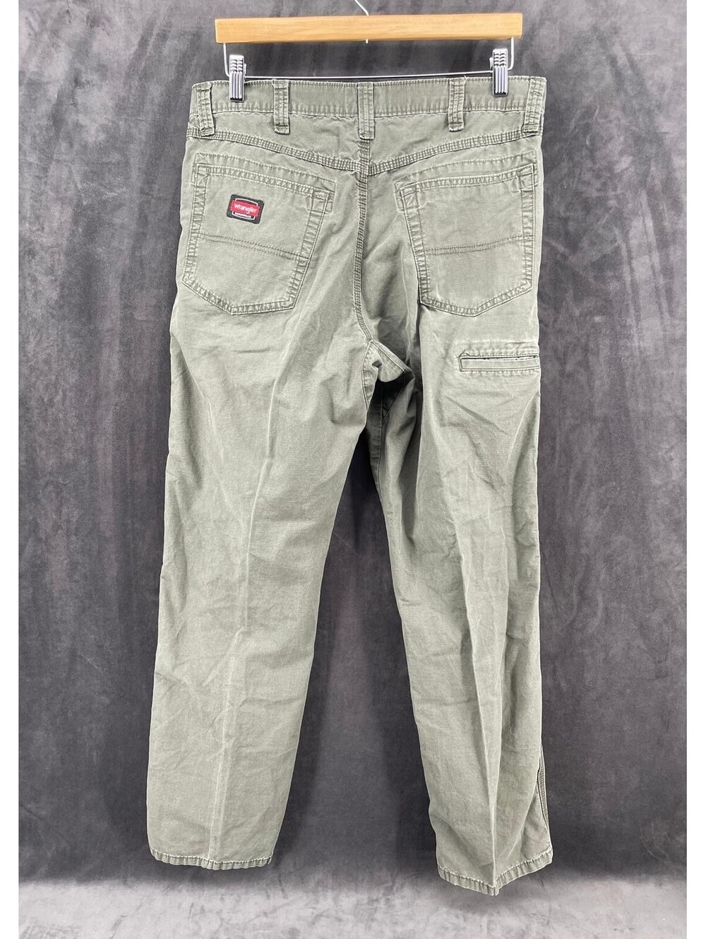 Wrangler Pant Men's 34x30 Green Cotton Khakis Straight Utility Workwear Travel